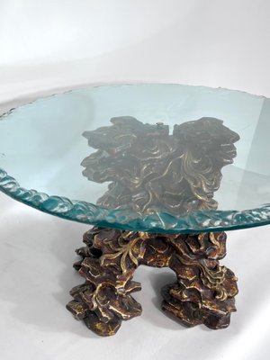 Vintage Italian Wood and Glass Coffee Table, 1970s-OT-1389487