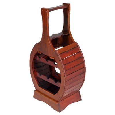 Vintage Italian Wood Wine Bottle Holder, 1940s-NJV-730723