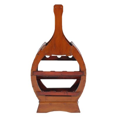 Vintage Italian Wood Wine Bottle Holder, 1940s-NJV-730723