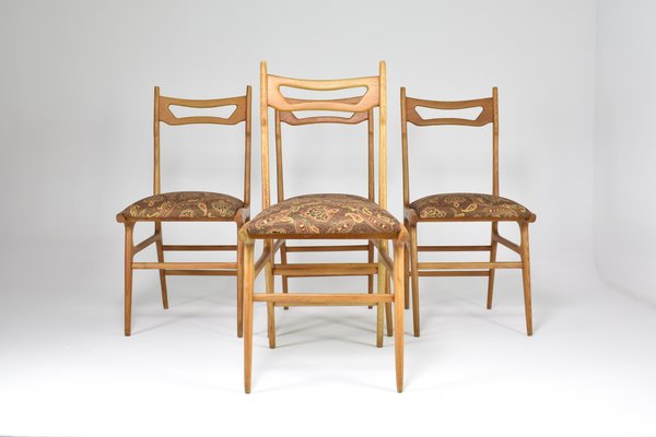 Vintage Italian Wooden Dining Chairs, 1950s, Set of 4-GXL-1732343