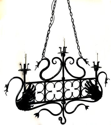 Vintage Italian Wrought Iron Ceiling Lamps, Set of 2-XQC-619798