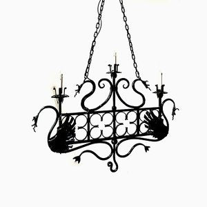 Vintage Italian Wrought Iron Ceiling Lamps, Set of 2-XQC-619798