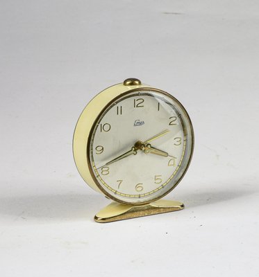 Vintage Italian Yellow Cream and Gilding Alarm Clock with Ringtone from Emes, 1960s-RAQ-1231495