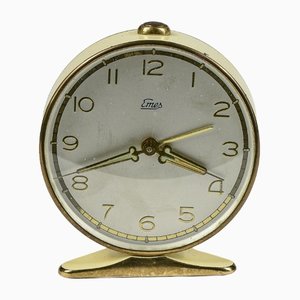 Vintage Italian Yellow Cream and Gilding Alarm Clock with Ringtone from Emes, 1960s-RAQ-1231495