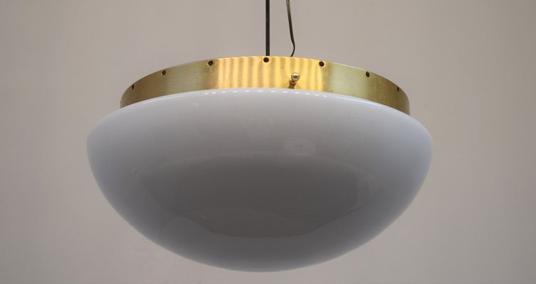 Vintage Italy Brass and Glass Ceiling Lamp, 1960s-AOL-1297299