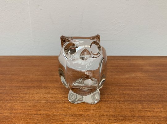 Vintage Japanese Crystal Glass Owl Bowl from Sasaki, 1970s-UAH-1438732