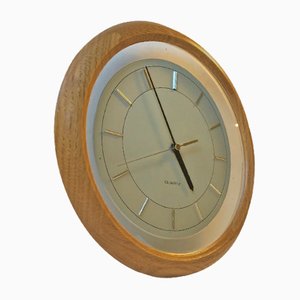 Vintage Japanese Oak Wall Clock with floating Dial, 1980s-LCR-778274