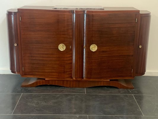 Vintage Jules Leleu Style Mahogany Credenza with Bronze Elements-IJR-901115