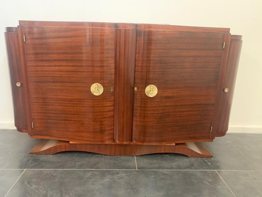 Vintage Jules Leleu Style Mahogany Credenza with Bronze Elements-IJR-901115