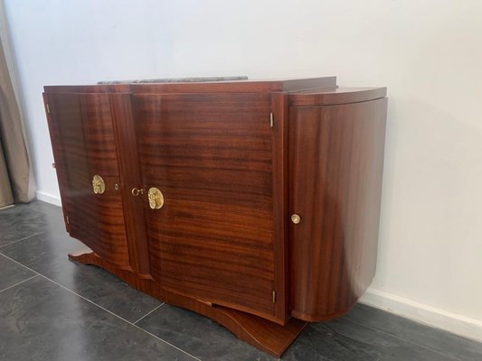 Vintage Jules Leleu Style Mahogany Credenza with Bronze Elements-IJR-901115