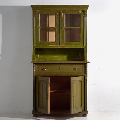 Vintage Kitchen Cabinet with Olive Green Patina, 1920-ZNJ-2035298