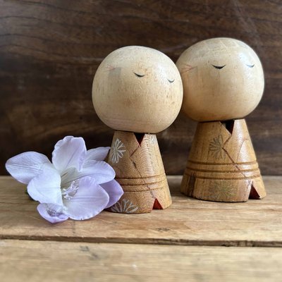 Vintage Kokeshi Dolls by Kuribayashi Issetsu, Japan, 1960s, Set of 2-DWL-1799225