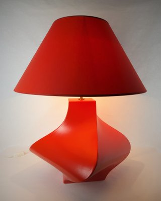 Vintage Kostka Table Lamp in Red Ceramic by Y Boudry, France, 1990s-YBU-1347477