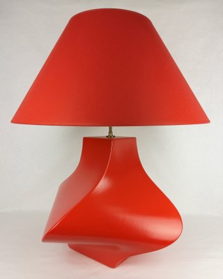 Vintage Kostka Table Lamp in Red Ceramic by Y Boudry, France, 1990s-YBU-1347477