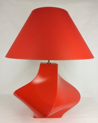 Vintage Kostka Table Lamp in Red Ceramic by Y Boudry, France, 1990s-YBU-1347477