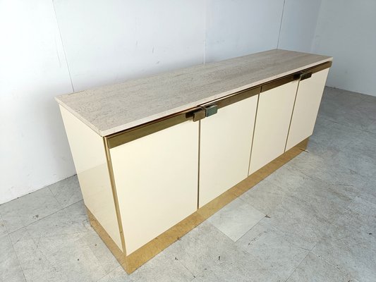 Vintage Lacquered and Brass Credenza, 1980s-IRH-1820574