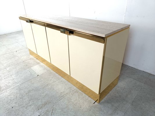 Vintage Lacquered and Brass Credenza, 1980s-IRH-1820574