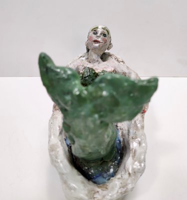 Vintage Lacquered Earthware Mermaid in Bathtub, 1980s-JPQ-2032303