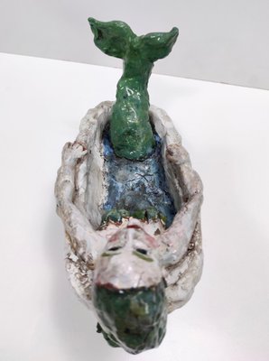 Vintage Lacquered Earthware Mermaid in Bathtub, 1980s-JPQ-2032303