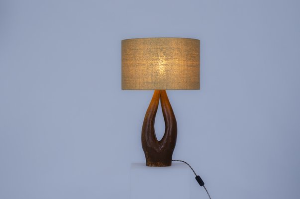 Vintage Lamp in Brown Ceramic, 1950-US-1818450