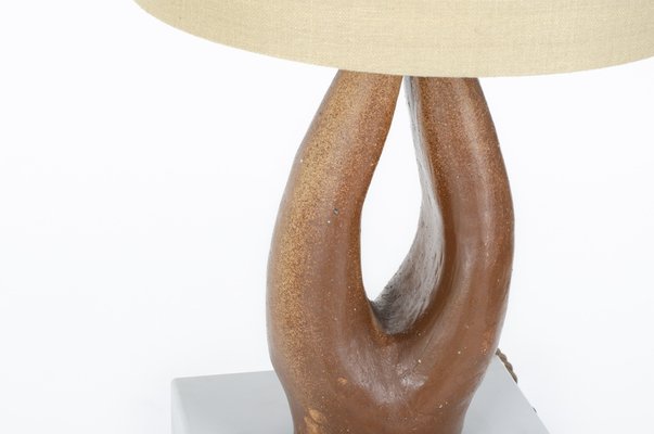 Vintage Lamp in Brown Ceramic, 1950-US-1818450