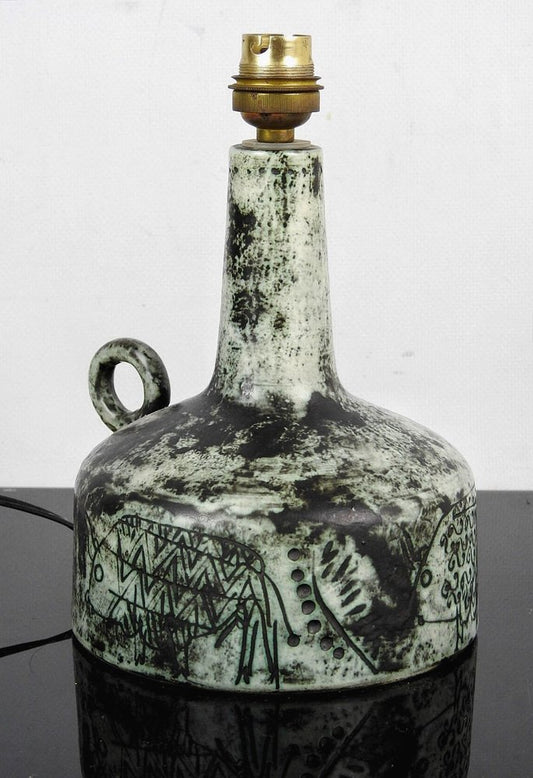 Vintage Lamp in Ceramic Engraved by Jacques Blin, 1960