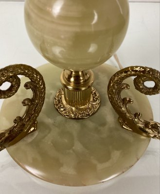 Vintage Lamp in Marble with Brass Dolphins, 1960s-WZZ-1033602