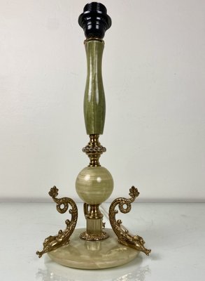 Vintage Lamp in Marble with Brass Dolphins, 1960s-WZZ-1033602