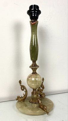 Vintage Lamp in Marble with Brass Dolphins, 1960s-WZZ-1033602