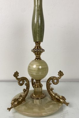 Vintage Lamp in Marble with Brass Dolphins, 1960s-WZZ-1033602