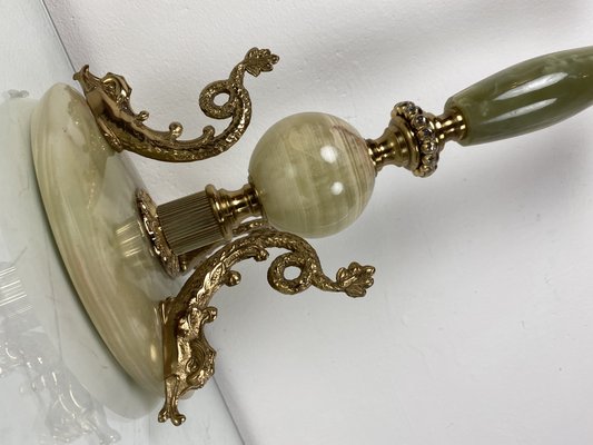 Vintage Lamp in Marble with Brass Dolphins, 1960s-WZZ-1033602