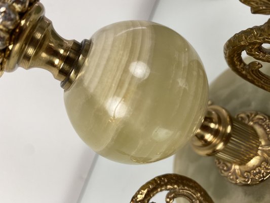 Vintage Lamp in Marble with Brass Dolphins, 1960s-WZZ-1033602