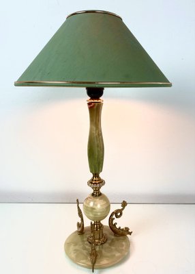 Vintage Lamp in Marble with Brass Dolphins, 1960s-WZZ-1033602