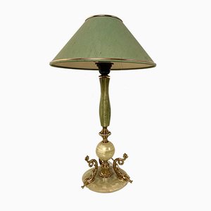 Vintage Lamp in Marble with Brass Dolphins, 1960s-WZZ-1033602