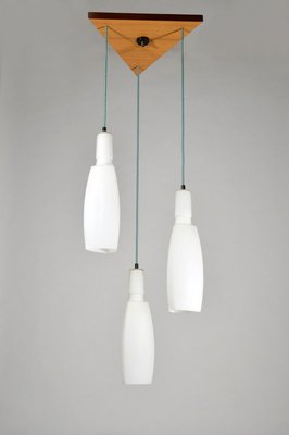 Vintage Lamp with 3 Glass Pendants, 1960s-WG-896992