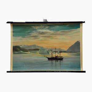 Vintage Landscape Sailing Ship and Coast of Greenland Pull Down Wall Chart-KJP-1149470