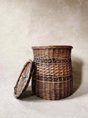 Vintage Laundry Basket in Rattan, 1970s-FW-2032188