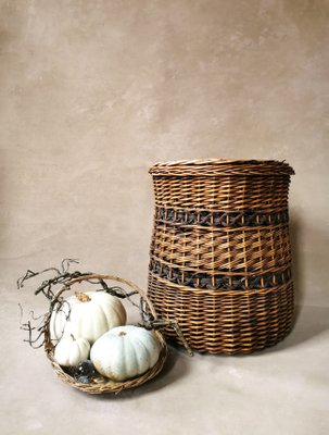 Vintage Laundry Basket in Rattan, 1970s-FW-2032188