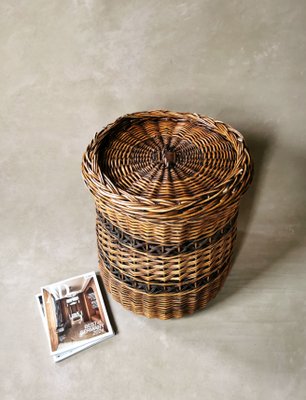 Vintage Laundry Basket in Rattan, 1970s-FW-2032188