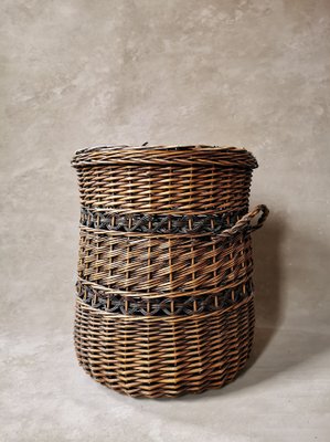 Vintage Laundry Basket in Rattan, 1970s-FW-2032188