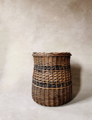 Vintage Laundry Basket in Rattan, 1970s-FW-2032188