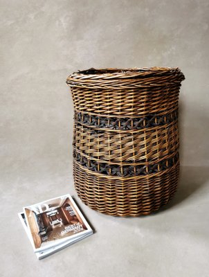 Vintage Laundry Basket in Rattan, 1970s-FW-2032188