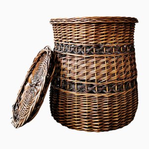 Vintage Laundry Basket in Rattan, 1970s-FW-2032188