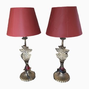 Vintage Leaf Oak Table Lamps, Set of 2-TEP-1288666