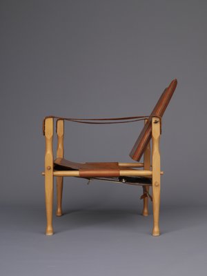 Vintage Leather and Beech Wood Safari Chair, 1970s-MB-1123313