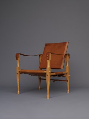 Vintage Leather and Beech Wood Safari Chair, 1970s-MB-1123313