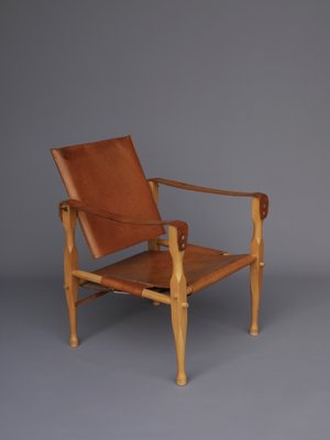 Vintage Leather and Beech Wood Safari Chair, 1970s-MB-1123313