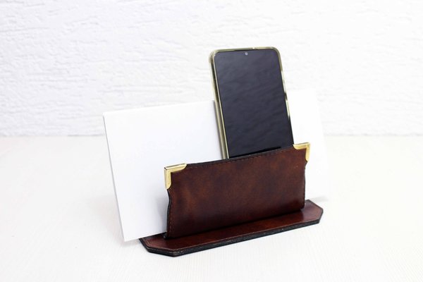 Vintage Leather and Brass Letter Holder, 1970s-BQF-1768285