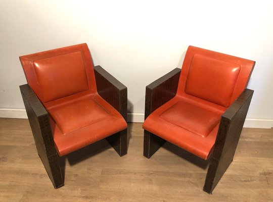 Vintage Leather Armchairs, 1970s, Set of 3-BA-1642909