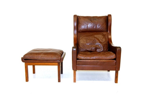 Vintage Leather Armchairs, Denmark, 1960s, Set of 2-GEK-1290973